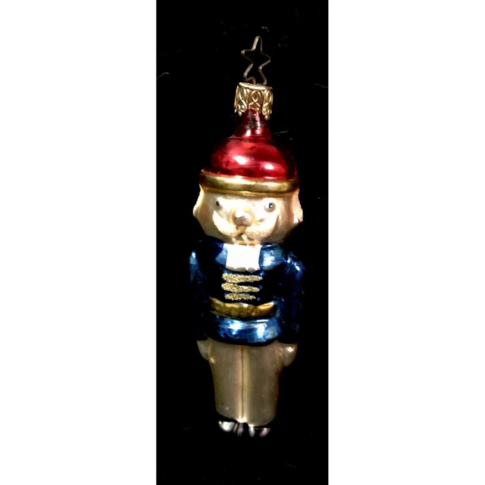 Vintage West Germany Blown  Mercury Glass Christmas Soldier Ornament 5"